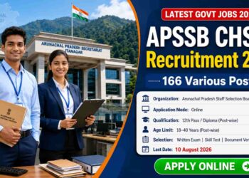 APSSB CHSLE Recruitment 2026 notification for 166 various government posts in Arunachal Pradesh with online application details.