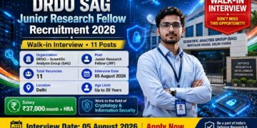 DRDO SAG Junior Research Fellow Recruitment 2026 Walk-in Interview for 11 Junior Research Fellow Posts