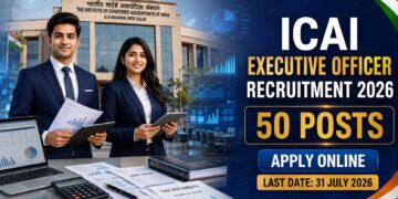 ICAI Executive Officer Recruitment 2026 notification inviting online applications for 50 Executive Officer posts for Chartered Accountants.