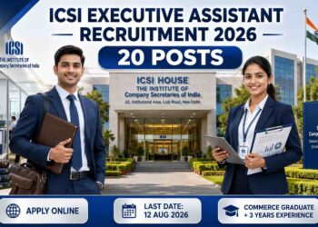 ICSI Executive Assistant Recruitment 2026 notification for 20 vacancies with online application details.