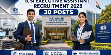 ICSI Executive Assistant Recruitment 2026 notification for 20 vacancies with online application details.