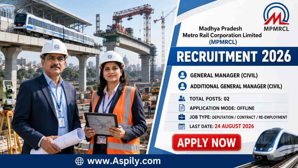 MPMRCL Recruitment 2026 notification inviting offline applications for General Manager and Additional General Manager Civil posts.