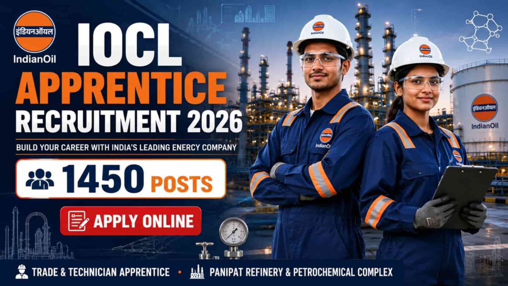Indian Oil Corporation Limited IOCL Apprentice Recruitment 2026 notification for 1450 Trade and Technician Apprentice posts.