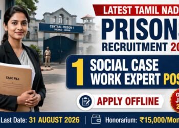 Tamil Nadu Prisons Recruitment 2026 notification for 1 Social Case Work Expert post with offline application details