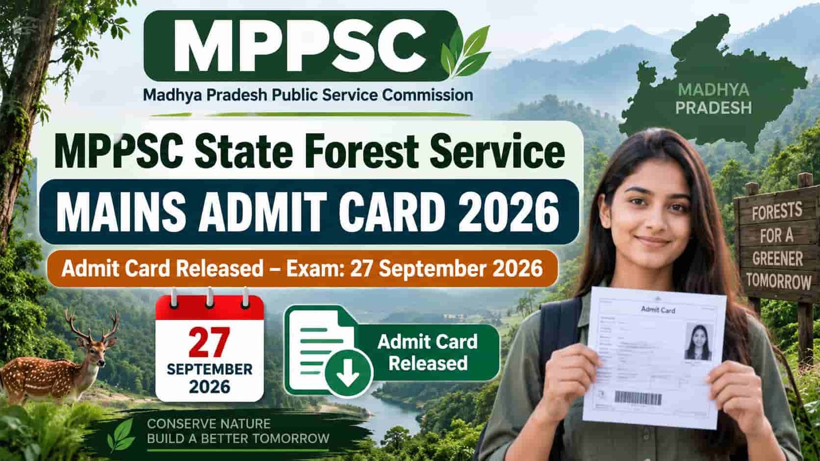 MPPSC State Forest Service Mains Admit Card 2026 released for the September 27 Main Examination